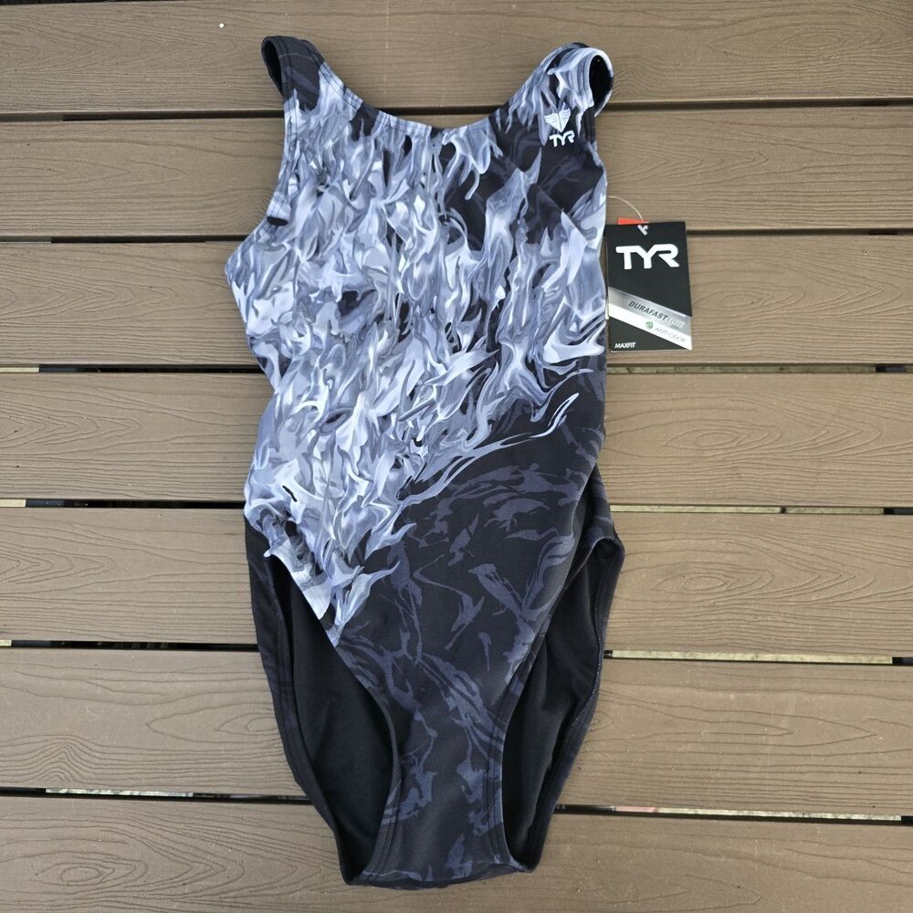 TYR Women's Durafast Titanium Ignus Maxfit One piece Swimsuit Sz 34 NEW